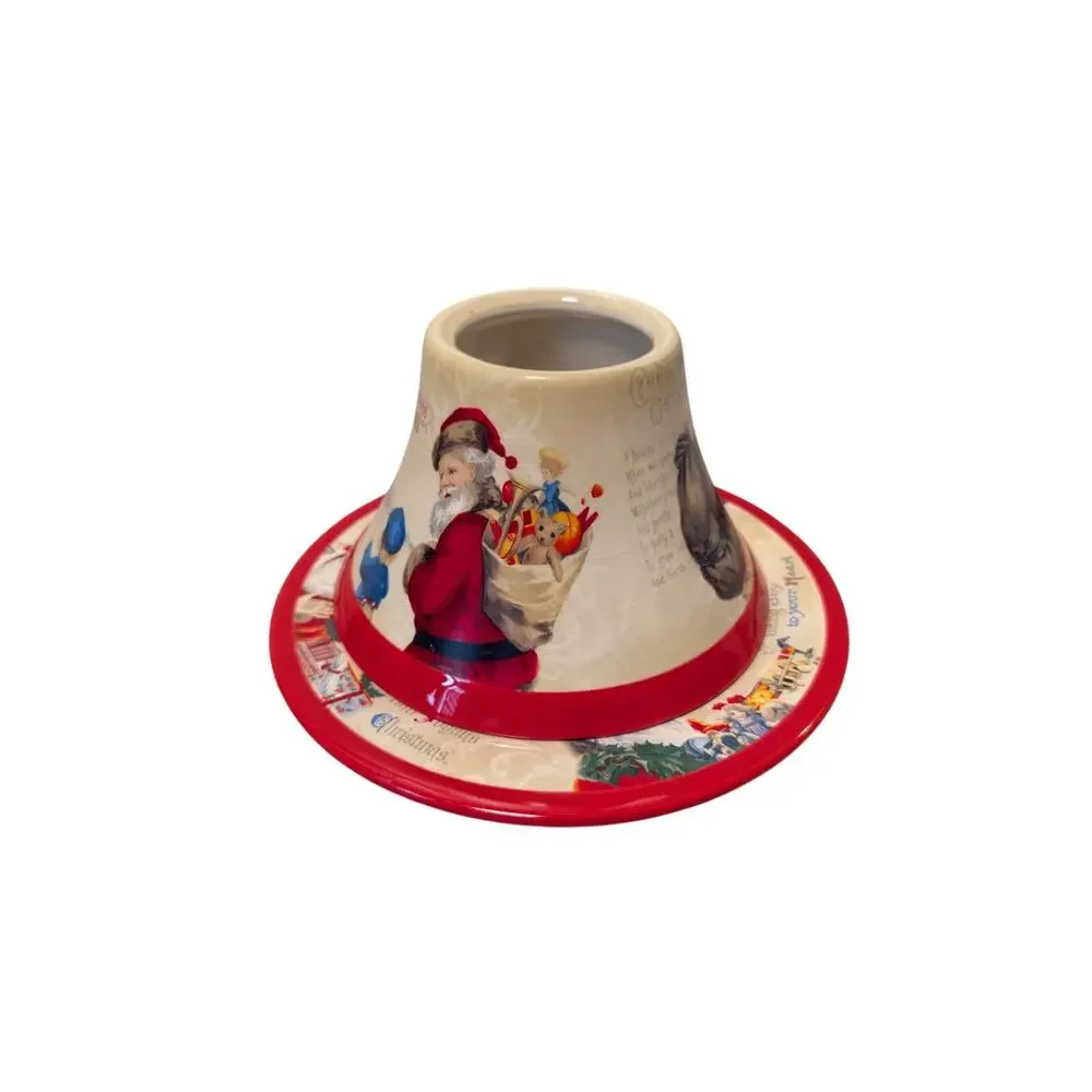 Yankee Candle Christmas Past Shade & Tray Plate Set Vintage Santa Ceramic1208535